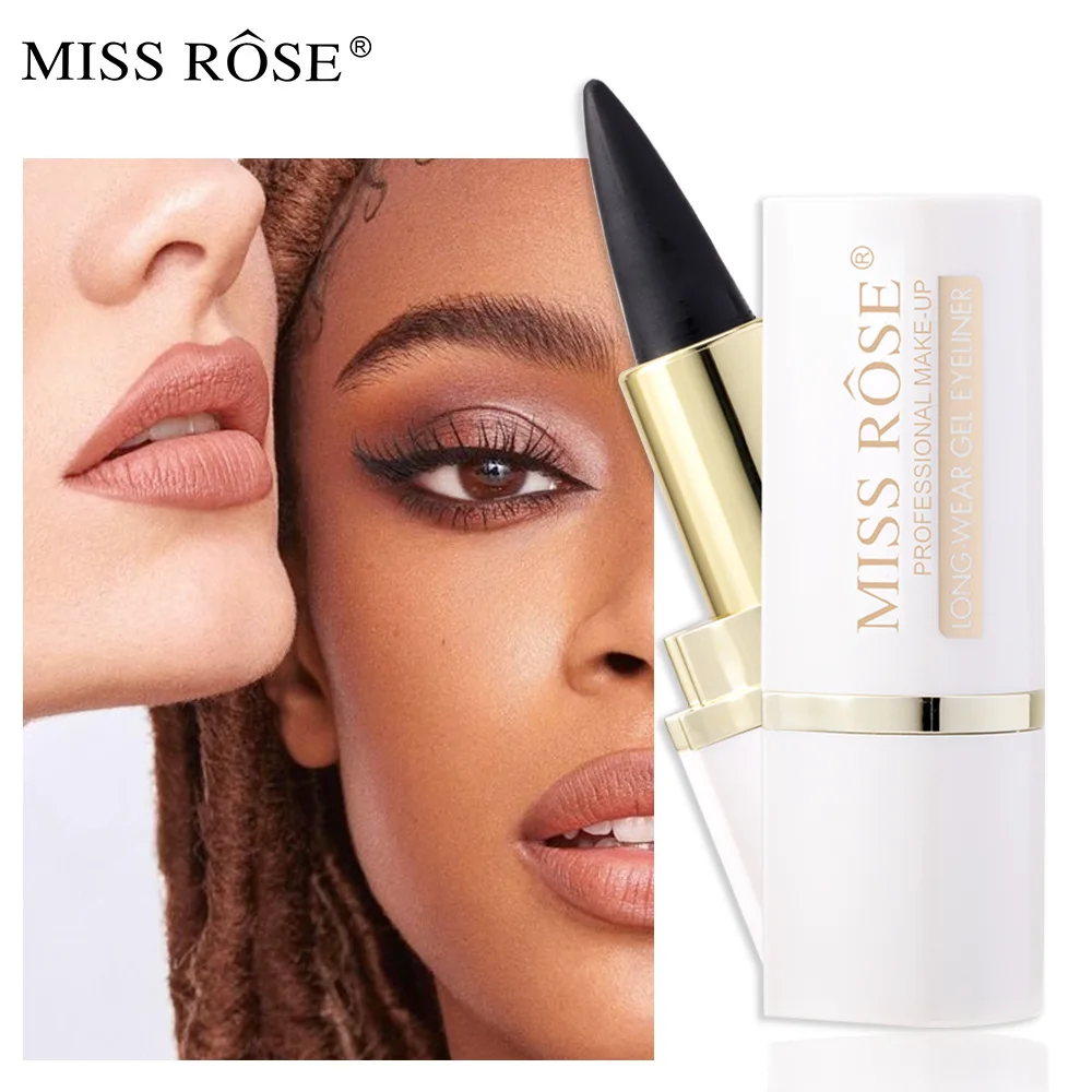 MISS ROSE Black 24-Hour Easy To Wear Extend Long-Wearing Eyeliner Gel Stick Makeup Smudge Longwear High Pigment Eye Liner Pencil