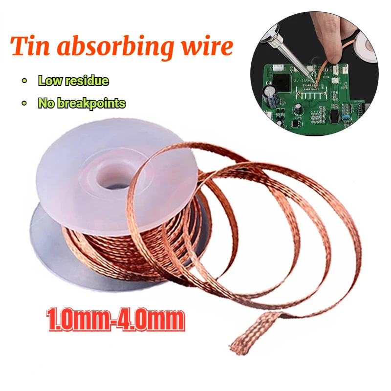 

1.0-4.0mm Desoldering Mesh Braid Tape Copper Welding Point Solder Remover Wire Soldering Wick Tin Lead Cord Flux for Soldering