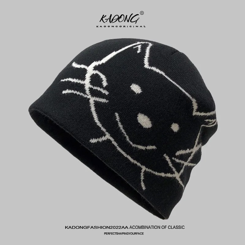 الكورية شخصية القط الجاكار البلوز القبعات الباردة للرجال الخريف والشتاء عارضة الدافئة الأزياء بيني تنوعا للنساء