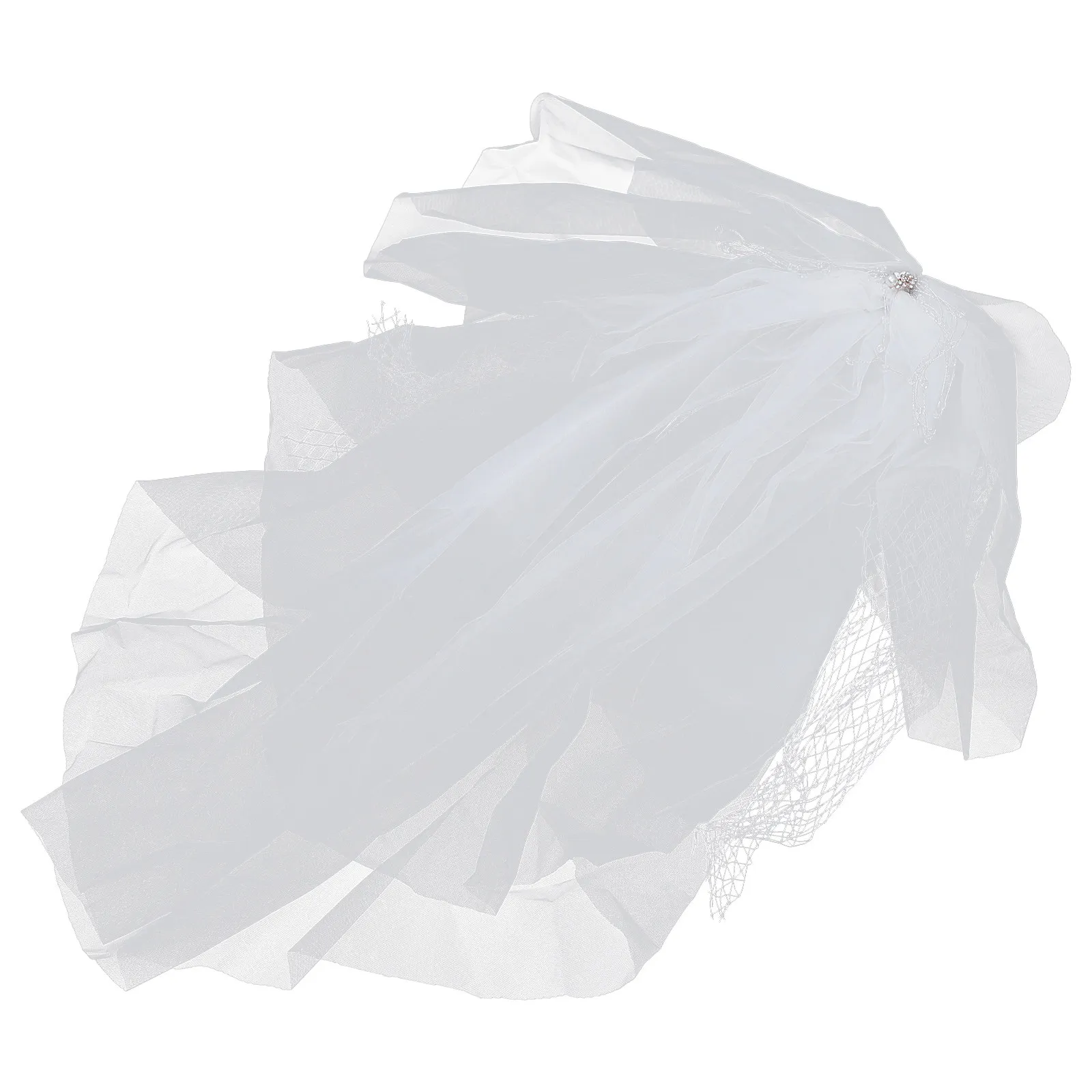 White Bridal Veil with Bow Knot – Soft Tulle Wedding Hair Accessory for Women