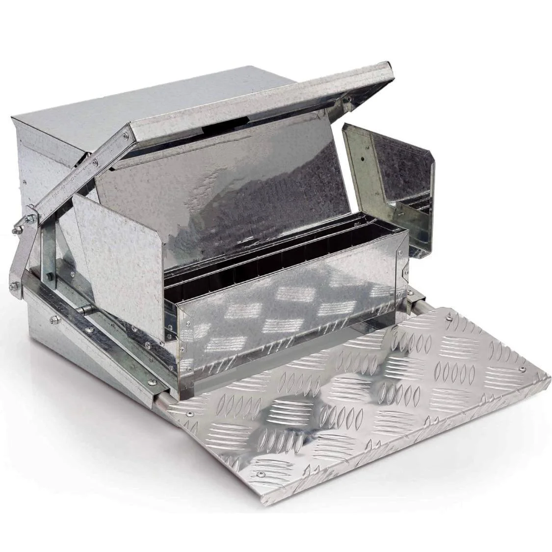 

Galvanized Outdoor Poultry Feeder Trough Treadle Automatic Chicken Feeder