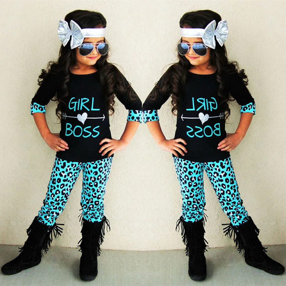 

2PCS Fashion Toddler Kids Baby Girls Outfits T-shirt Tops + Long Pants Clothes Set New Baby Clothes Cute Children Hip-hop Suit
