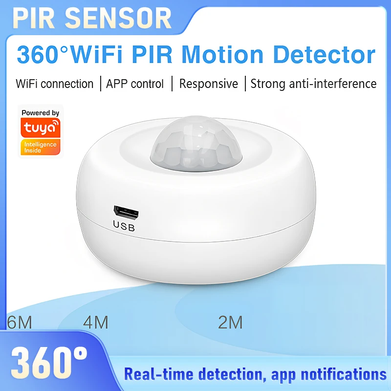 

Tuya Smart WiFi PIR Motion Sensor with Human Detection - Home Security Alarm System with APP Push Notification