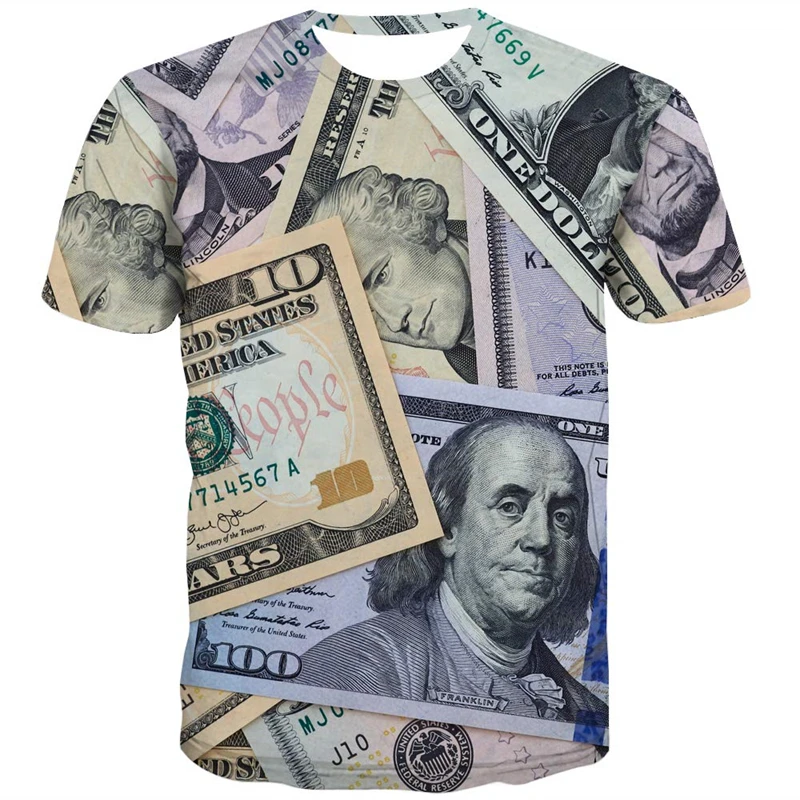 Fashion Dollars 3D Printed T-Shirts For Men Women Summer Trend Cool Streetwear Unique Tee Shirt Oversize Short Sleeve Kids Tops