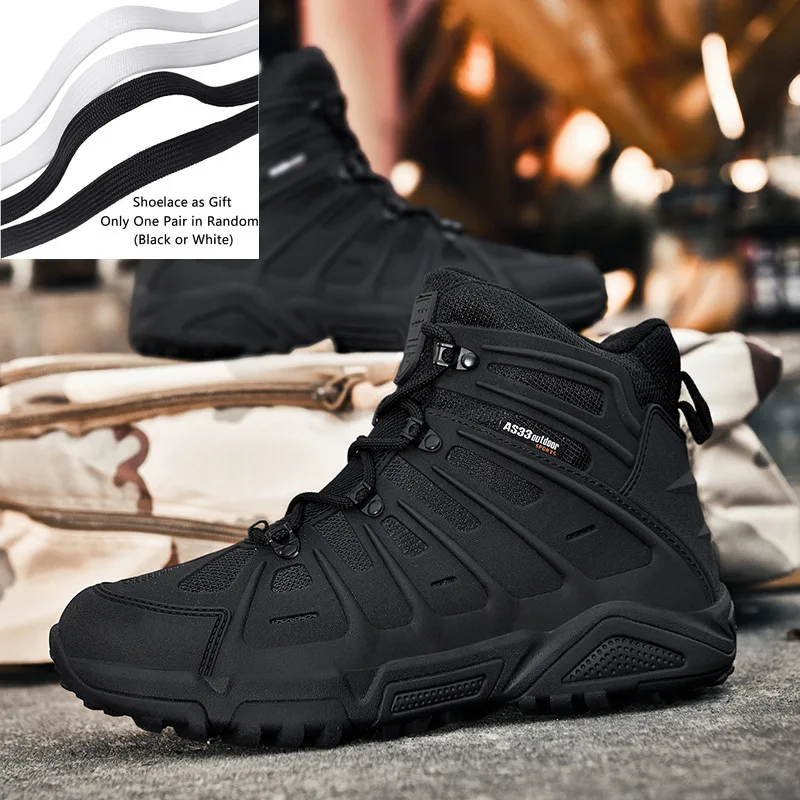 

Мужские походные ботинки среднего кроя, дышащая треккинговая горная обувь, противоскользящая коричневая обувь для скалолазания на шнуровке, большой размер 47, тактические ботинки