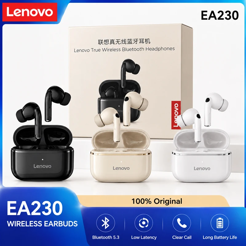 Lenovo EA230 Bluetooth Wireless Earphones Colorful Light‑Weight Stereo Earbuds With Touch Control Present For Women Young Adults