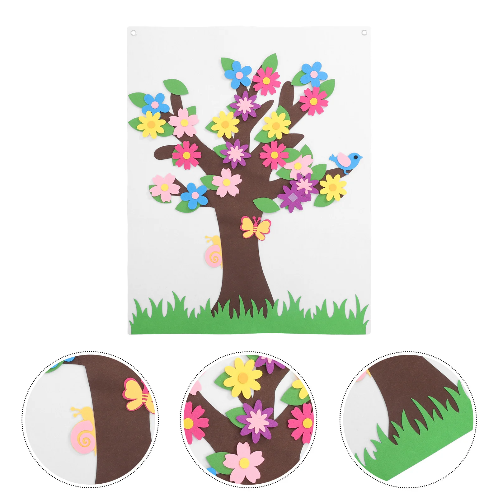1Set Children's DIY Felt Story Board Flower Tree Educational Activity Set for Kids Tactile Play Screen- Creative