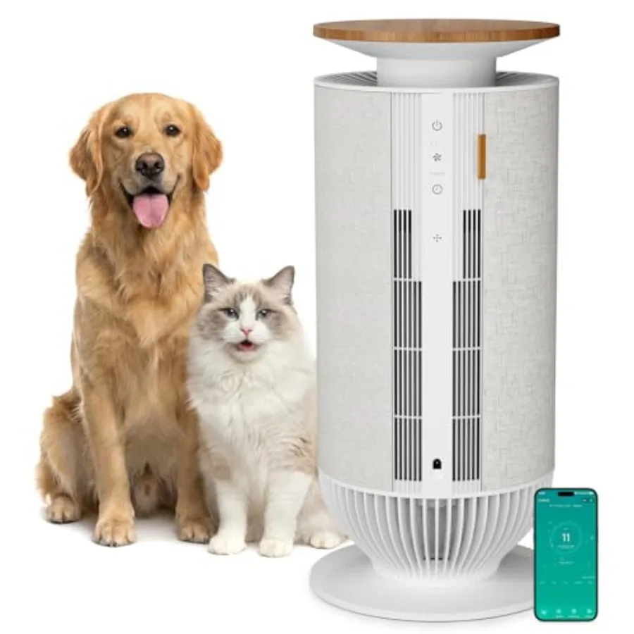 

Pet Air Purifier for Home Pets, H13 HEPA + H11 Dual Filtration, White, Covers 3, 630 ft, Removes Pet Hair, Dander, Odor, WiFi A