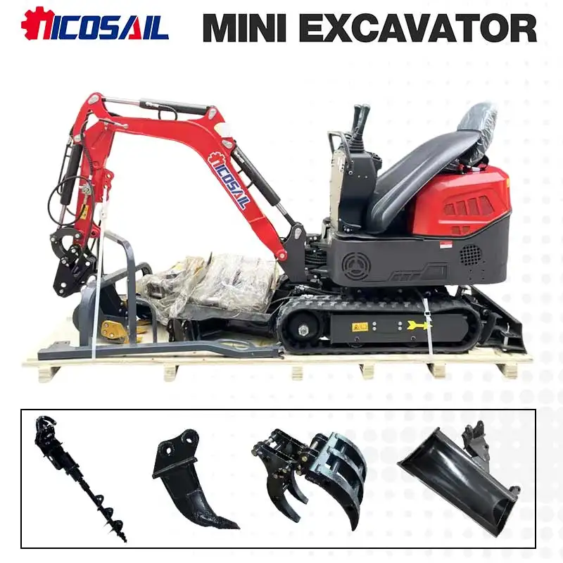 

1 Ton Mini Excavator with Hydraulic Thumb Euro5 CE Certified Rubber Track Digger for Farm Garden Landscaping Trenching EU Market