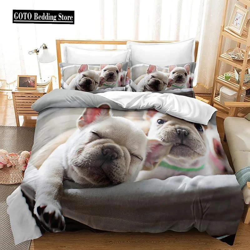 

Cute Puppy /pet Dog Bed Cover Single Bedclothes Print Lovely Naughty Animal Beding Sets Full Size Super Microfiber Home Textile