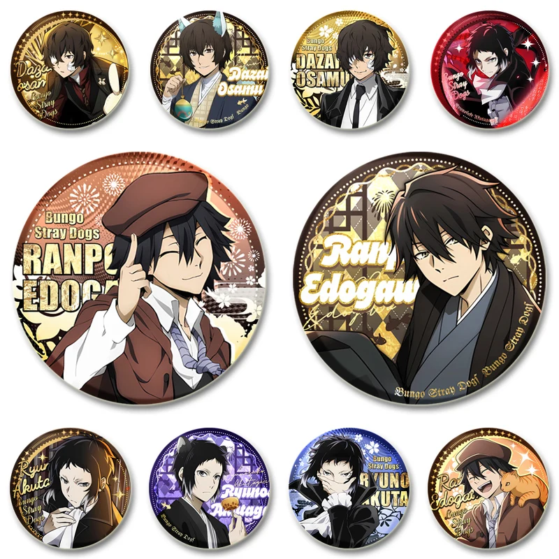 Ryunosuke Akutagawa Nakahara Chuuya Edogawa Rampo Cartoon Cosplay Brooches Handmade Enamel Pins for Clothes Hat Jewelry Backpack