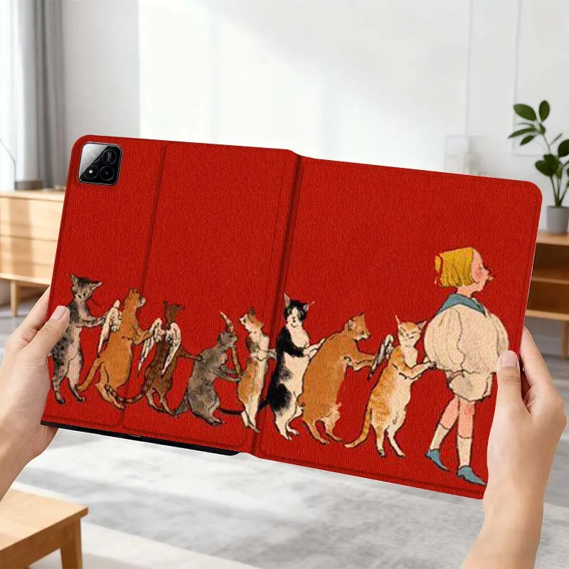 

Cute Red Cat For Xiaomi Mi Pad Mini 4 5 6 7 SE Pro Plus Redmi Pad 2 SE 2025 8.8 11 Foldable Tablet Case Gift