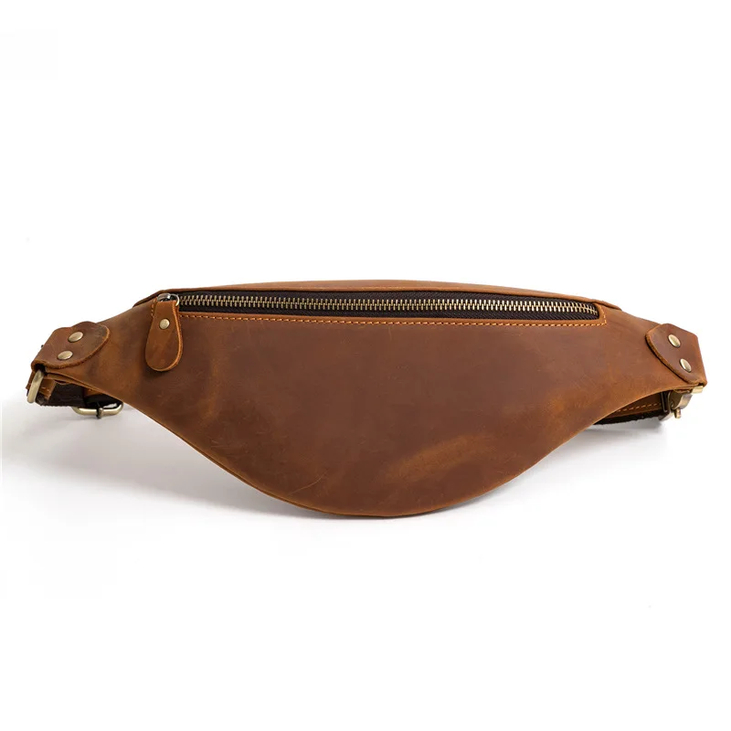 Waist Bag Men Genuine Leather Fanny Pack Male Belt Bag Luxury Waist Back Packs Travel Sling Chest Phone Pouch Cross Body Bum Bag