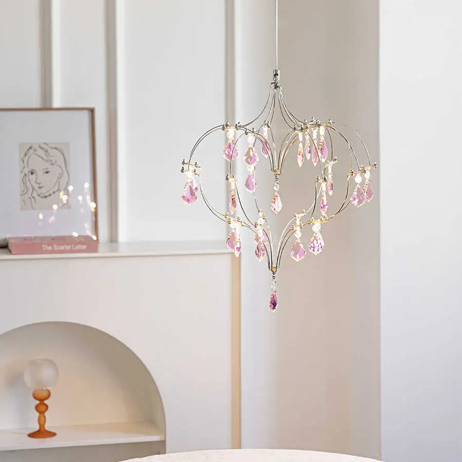 French American Vintage Elegant Simple Romantic Crystal Chandelier for Girls Bedroom Dining Room Closet Luxury Decorative