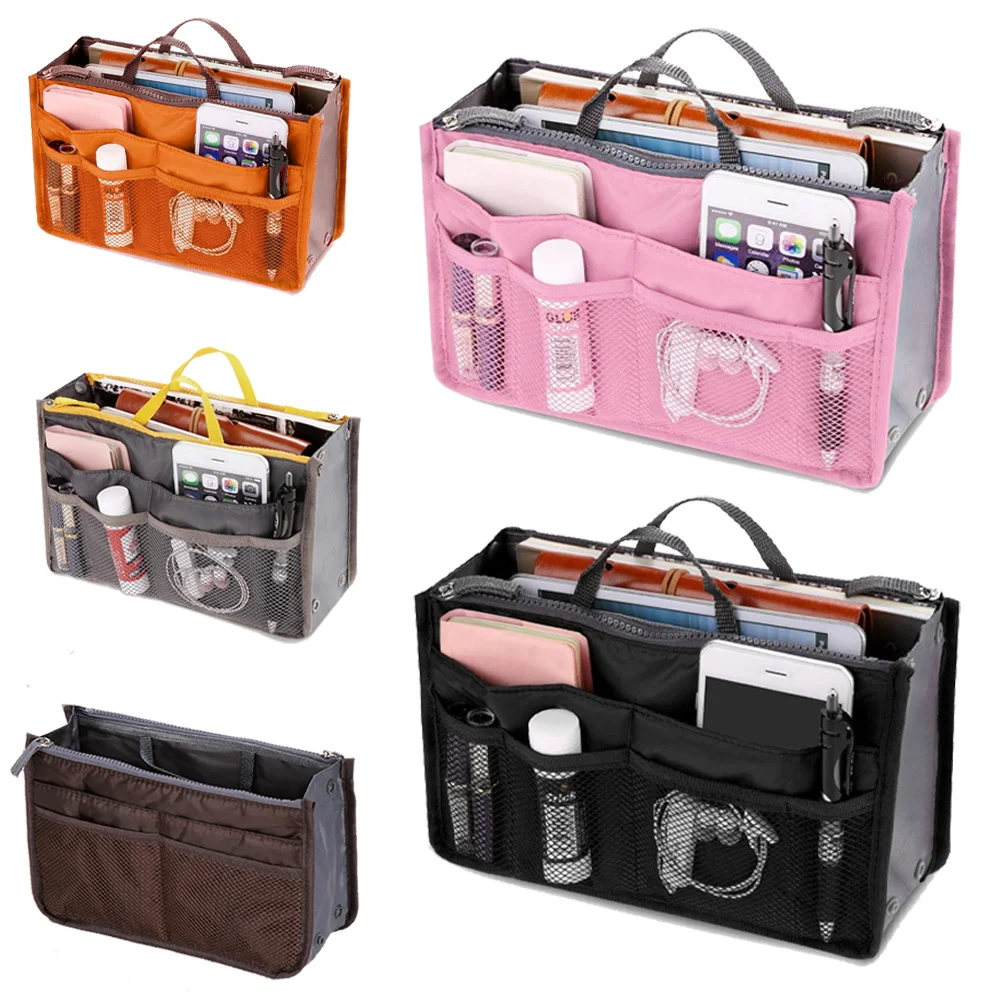 Organizer Insert Bag Folding Storage Bags Handbag Travel Insert Felt Organizer Purse 2022 Fashion Tote Cosmetic Bags Bathroom