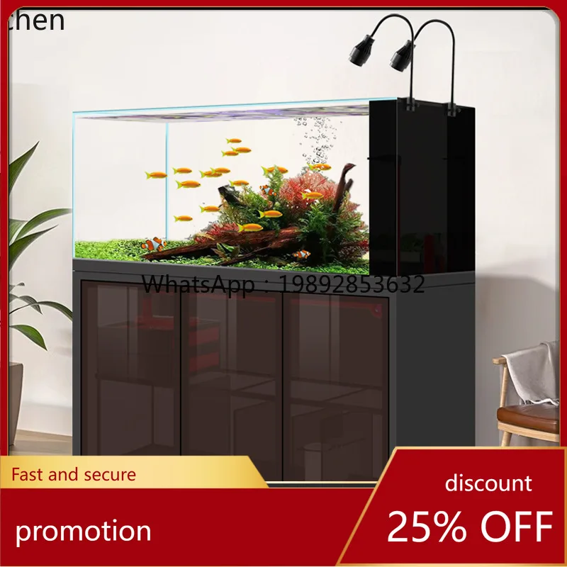 HT Living Room Household Small Light Luxury Backpack  Filter Ultra-clear Glass Goldfish Tank Ecological No Water Change Needed