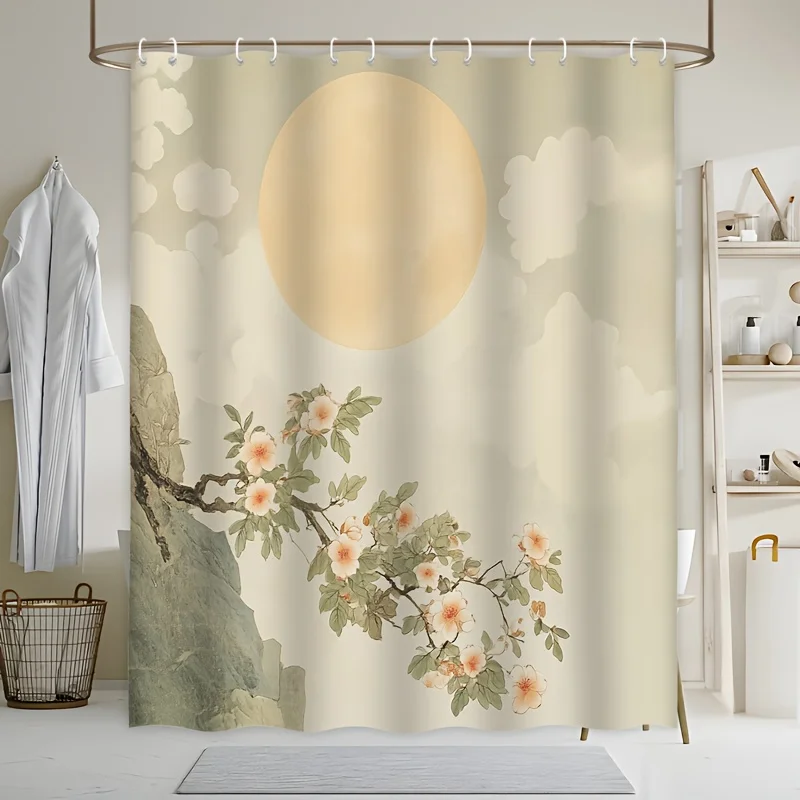 

Elegant Floral Blossom Shower Curtain Waterproof Bathroom Curtain Nature Print Large Size 180x180cm Home Decor