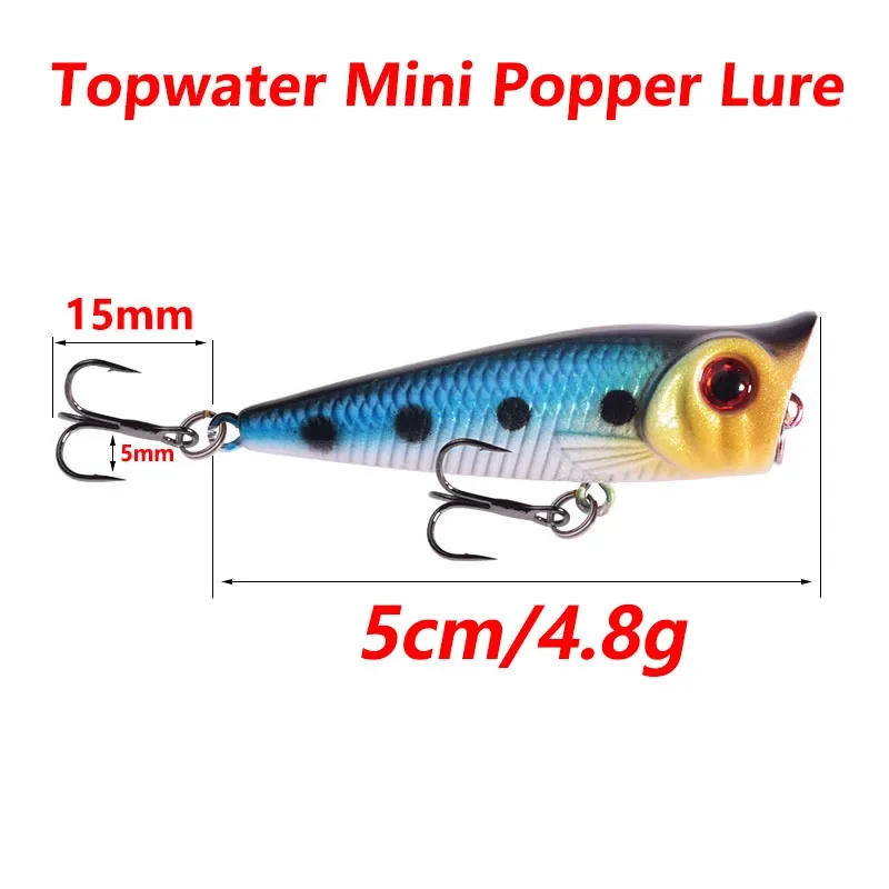 1 pièce de top leurre de pêche, 5 cm, 4.8 g, mini wobbler flottant, appât artificiel avec hameçon pour bass, brochet, silure, poisson, swimbaits