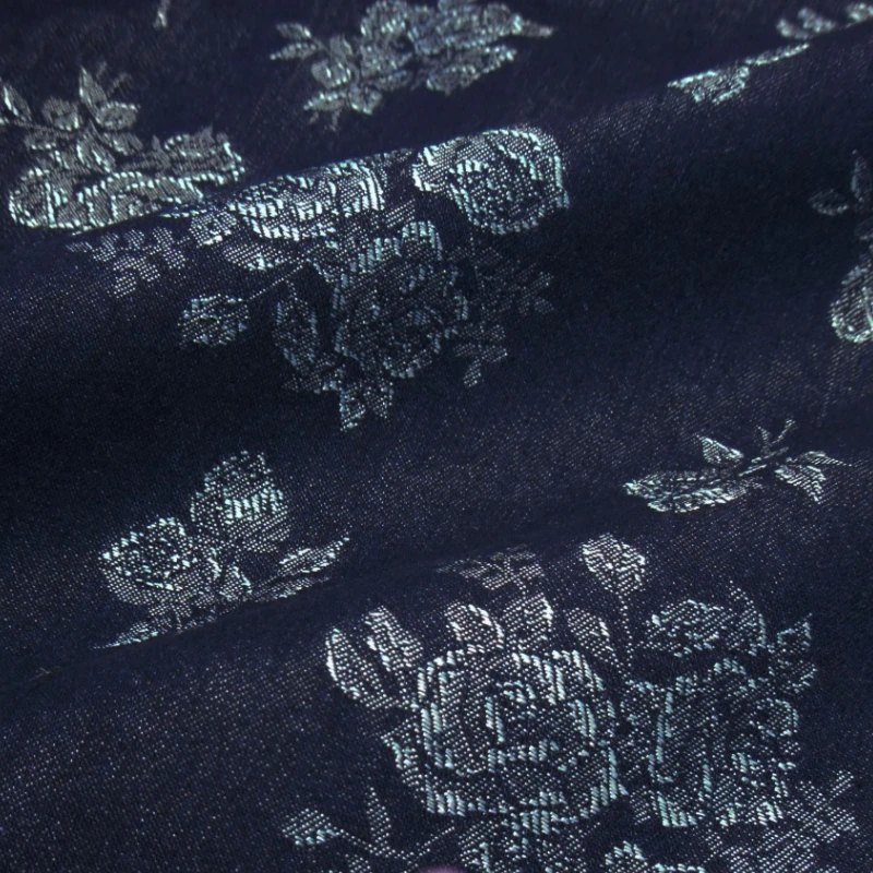 

Джинсовая жаккардовая ткань с цветочным узором, стирка одежды, брюки, одежда, шитье, материал «сделай сам», оптовая продажа, ткань на метр