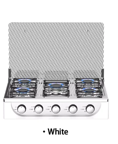 

Portable 5-Burner Commercial Stove Multi-Function Cooktop Heavy-Duty Iron Table Aluminum Surface LP Counter Top Hob for Outdoor