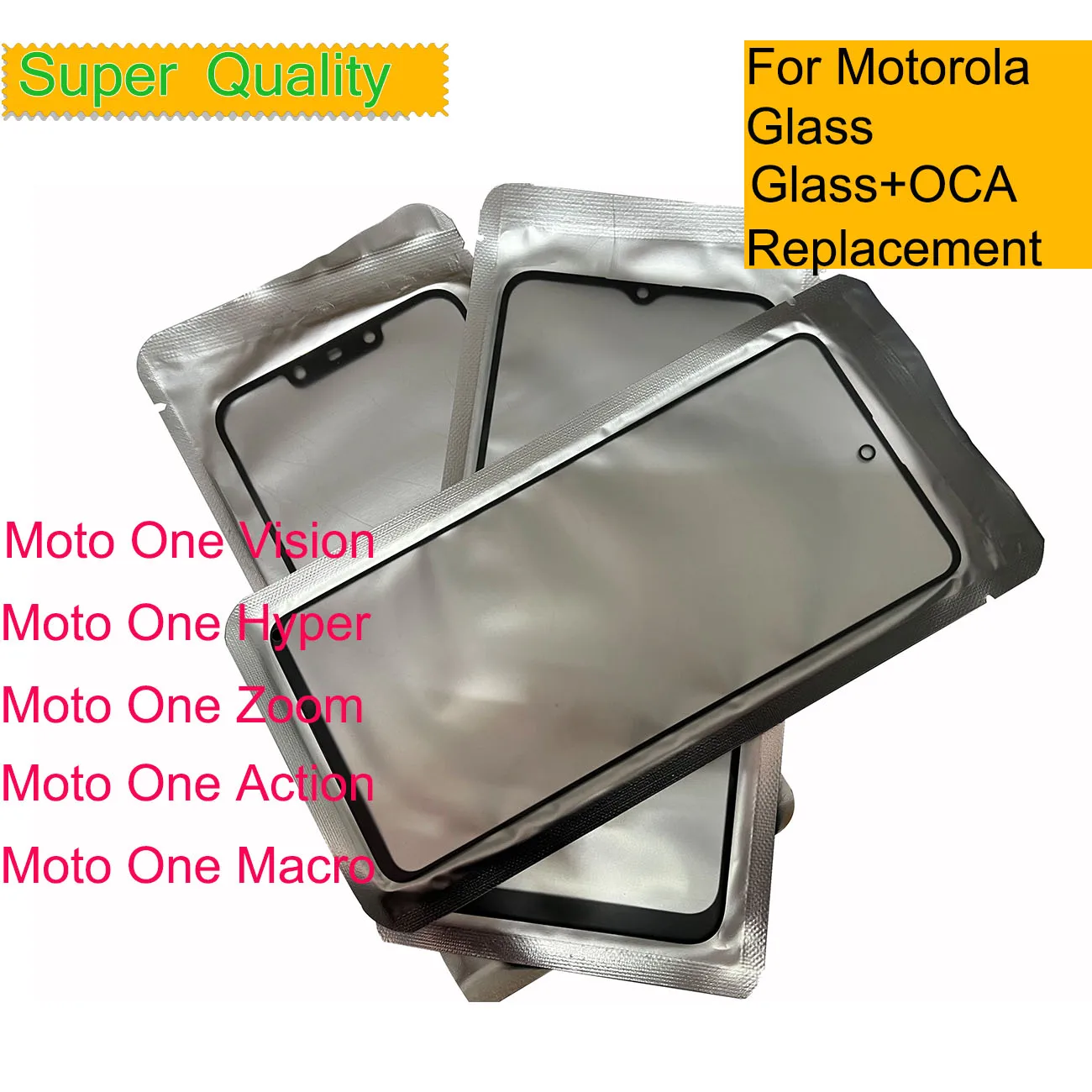 

10Pcs/Lot Front Outer Screen Glass Lens For Motorola Moto One Macro Vision Action Zoom Hpyer Touch Screen Panel With OCA