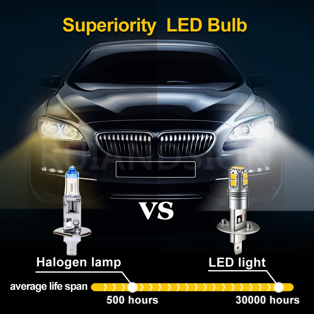 6-40 فولت H1 H3 مصباح LED فائق السطوع CANBUS لمبات 3 واط مصباح أمامي أبيض دافئ للسيارة البحرية قافلة بيضاء أضواء الضباب السيارات الأحمر الأصفر #3