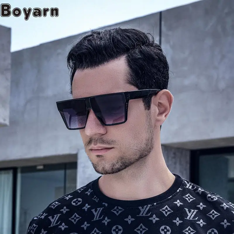 Boyarn Steampunk Fashion Square Mesh Frame Sunglasses Women's Uv Cross Border Large Frame Sunglasses Men's Fashion Glasses