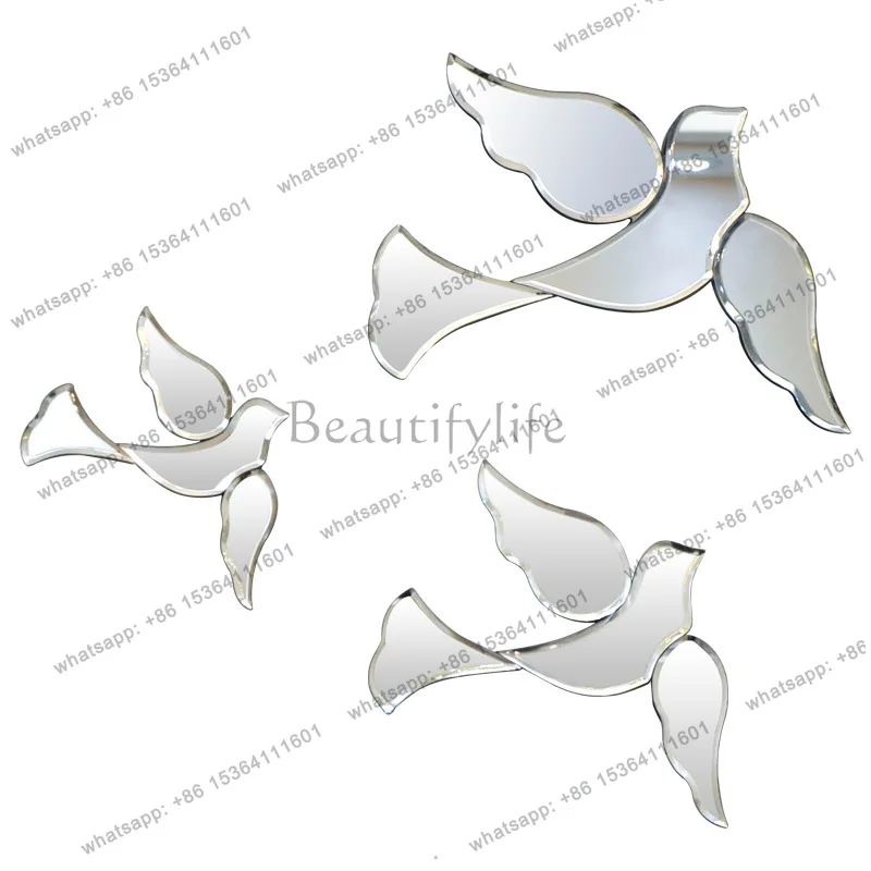 Personalized and creative bird peace dove mirror home jewelry decoration background wall entrance decoration mirror 0847