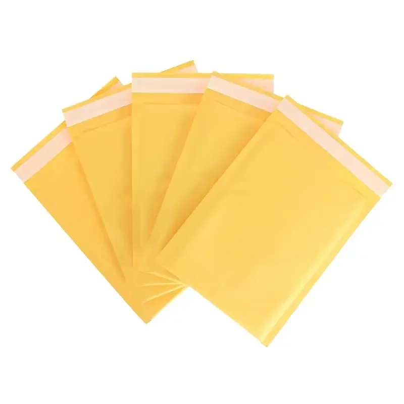 Enveloppes à Bulles en Papier Kraft Jaune, Rembourrées, Auto-Scellantes, Sac d'Emballage d'Expédition, Sacs de Rangement de Courrier, 50 Pièces