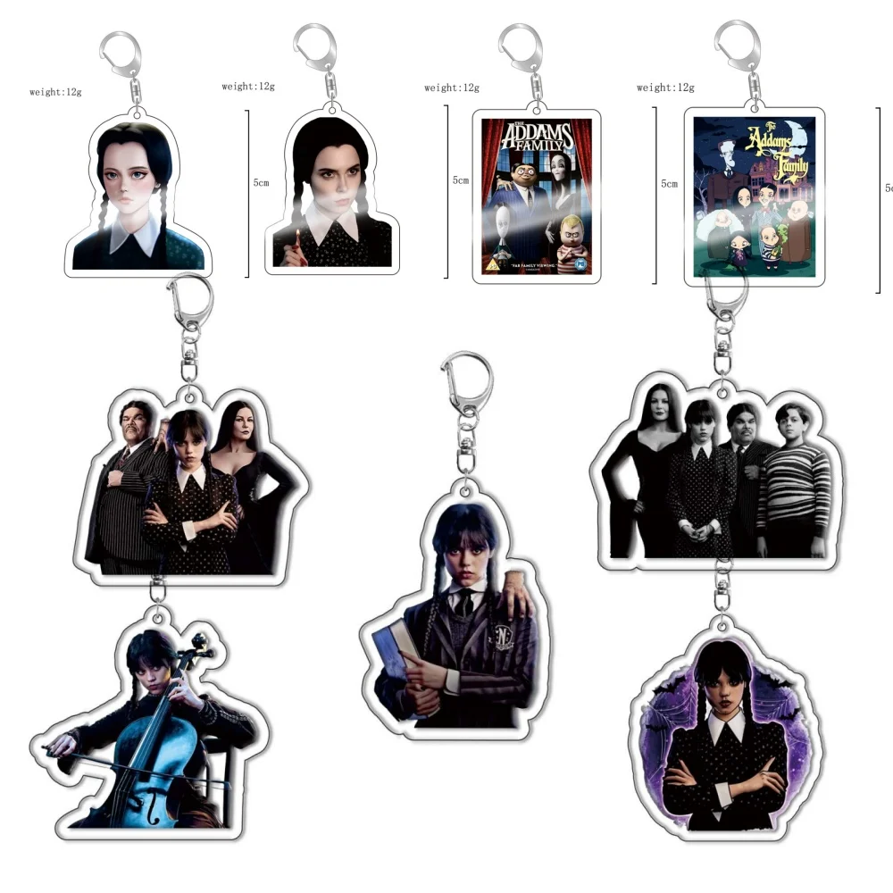 New Anime The Addams Family Anime Keychain Accessories Keychains Holder Car Key Chain Key Ring Phone Bag Hanging Gifts