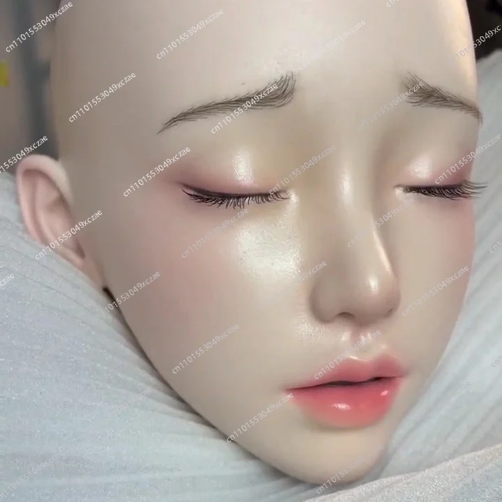 فم مقلد قابل للإدخال، نقش رأس سيليكون، عيون مغلقة، واجهة موديل M16، مكياج دائم، فتحة