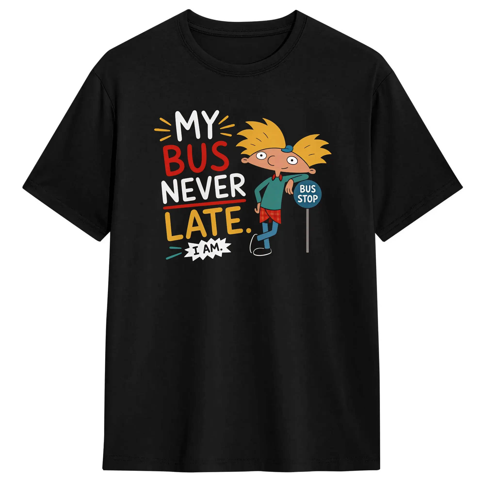 Hey Arnold Cartoon Cotton T-Shirt For Men Summer  Y2K Basic T-Shirts O Neck Novelty Tee Shirt Oversize Custom Logo Clothes