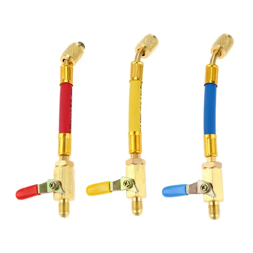 0 0 0 3pcs/Set Color Coded R410a A/C Charging Hoses R134A R410A R22 R12 Charging Hose & Ball Valve For AC Air Refrigeration