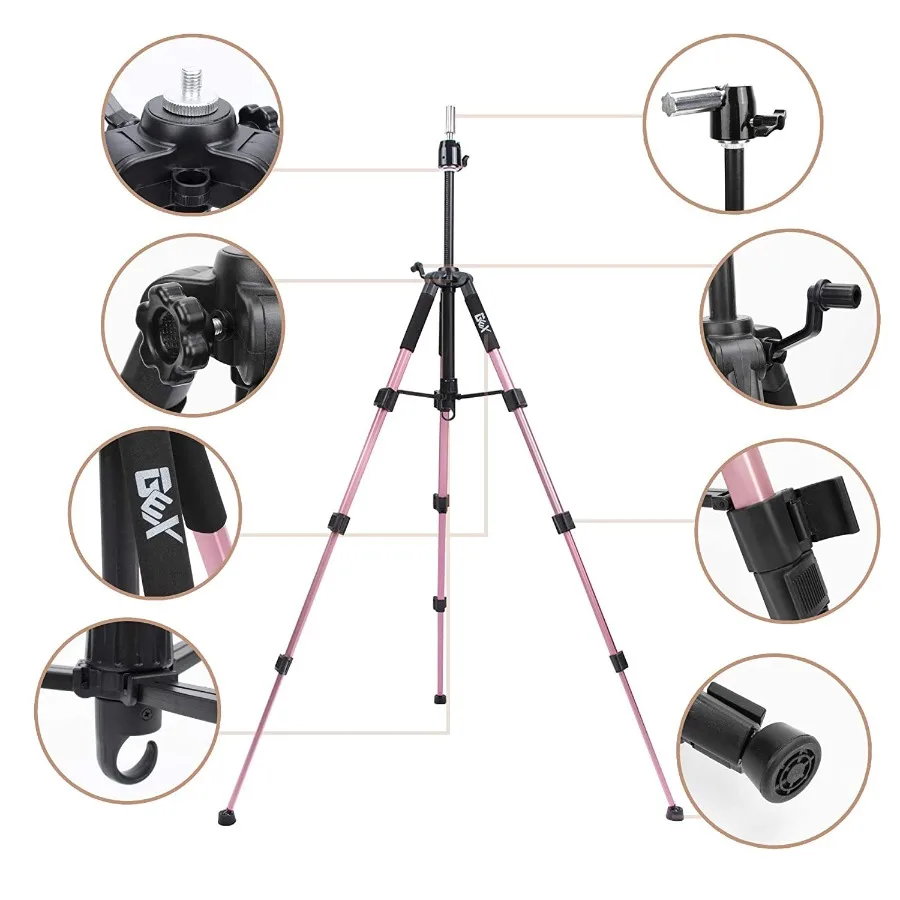 22 رأس شعر مستعار من الفلين مع 55 حامل ثلاثي القوائم من خليط معدني قابل للتعديل لصنع الشعر المستعار الاحترافي وتدريبات التجميل وتصفيف الشعر #2