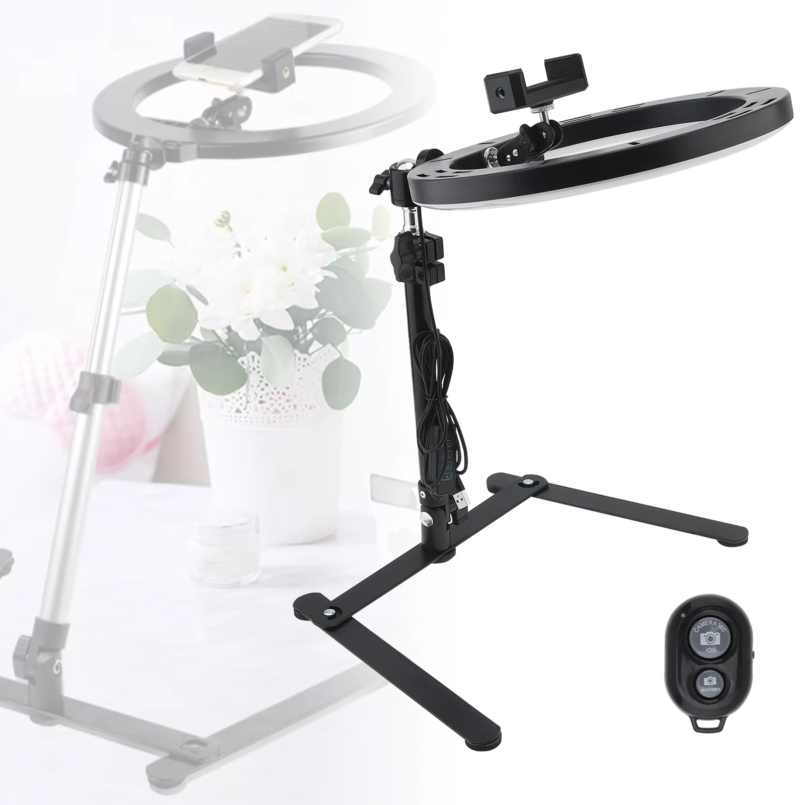 

Fill Ring Light Lamp Live Video Dimmable 26CM Photography Lighting Phone 1/4 Tripod Stand Photo Led Selfie Bluetooth Lights