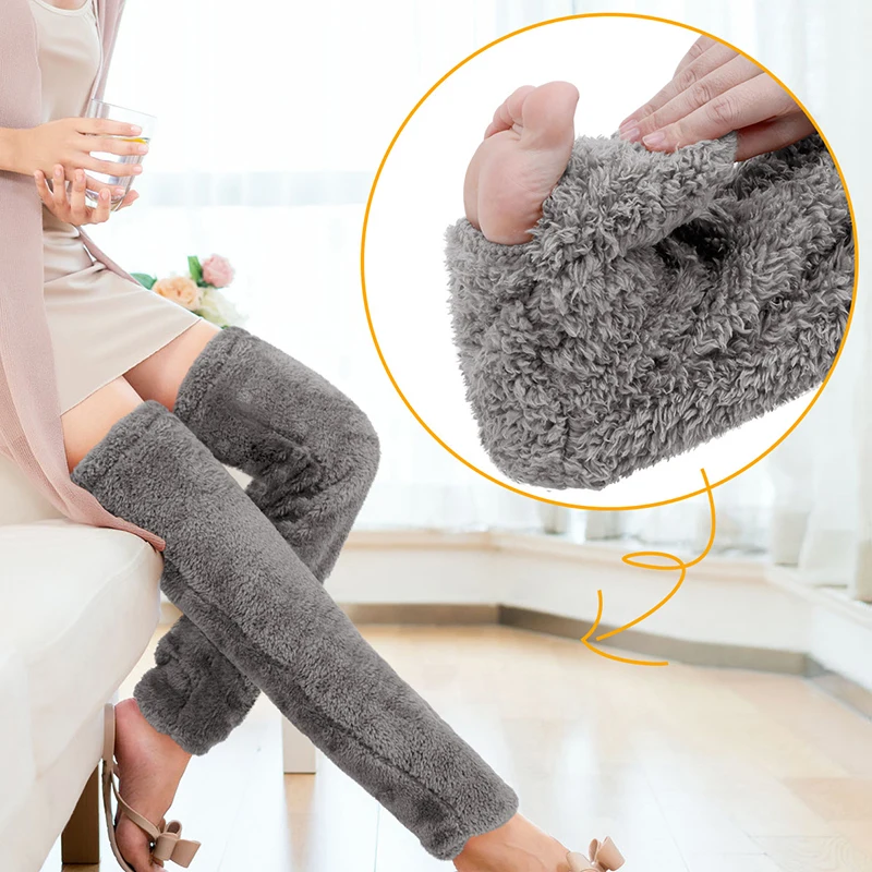 2/1Pair Hot Fluffy Thigh High Socks Teddy Legs Snuggle Long Paws Fuzzy Leggings Over Knee Slippers Hairy Stockings