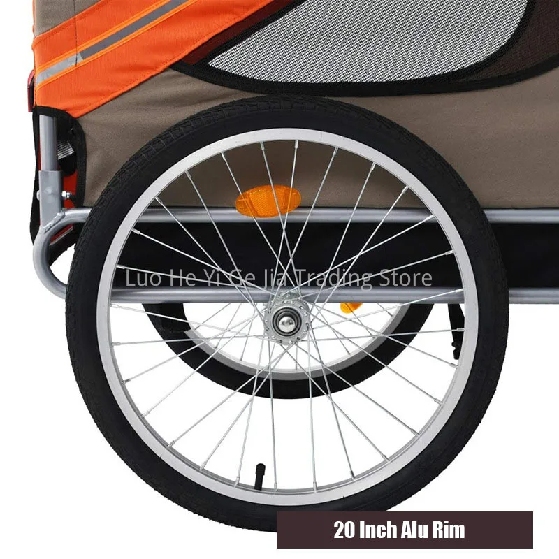 20 Inch Pet Bike Trailer, Alu Rim Rubber Tyre Wheels And Steel Frame Bicycle Cart Dog Carrier