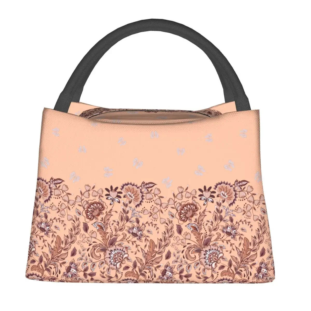 

Luxury Flower Lunch Bag Butterfly Portable Lunch Box School Print Cooler Bag Kawaii Oxford Tote Food Bags
