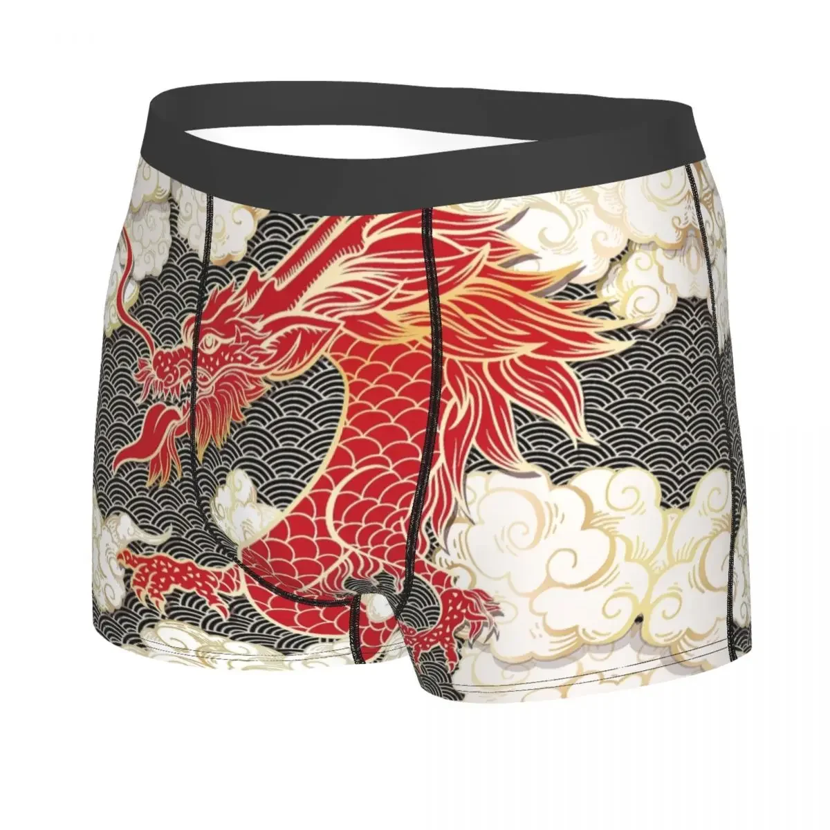 Custom Red Dragon Totem Pattern Boxers Shorts Men's Tradition Asian Style Briefs Underwear Novelty Underpants