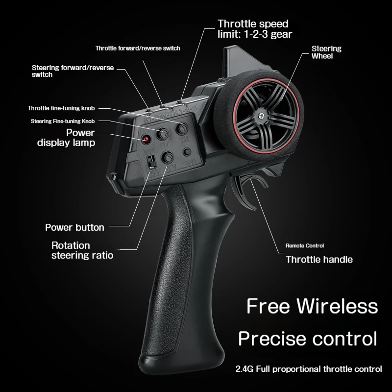 JJRC 新型シミュレーションフルスケールRCモデルおもちゃ 男の子向け - LEDライト搭載 4WD 高速衝撃吸収オフロードピックアップトラック