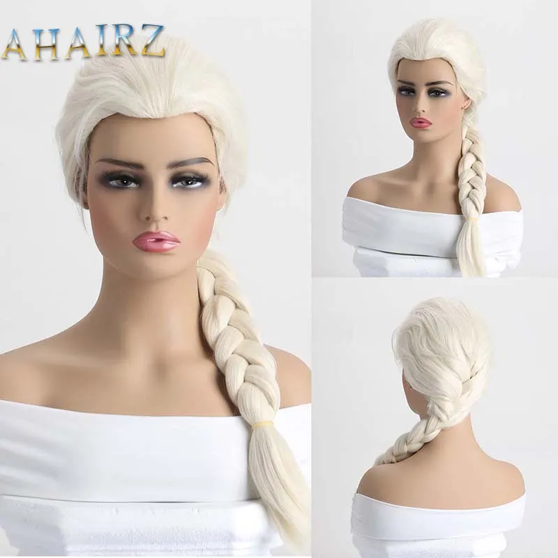 Synthetic Princess Wig Blonde Braided Wig For Woman Cosplay Anime Movies Halloween Carnival Purim Masquerade Party