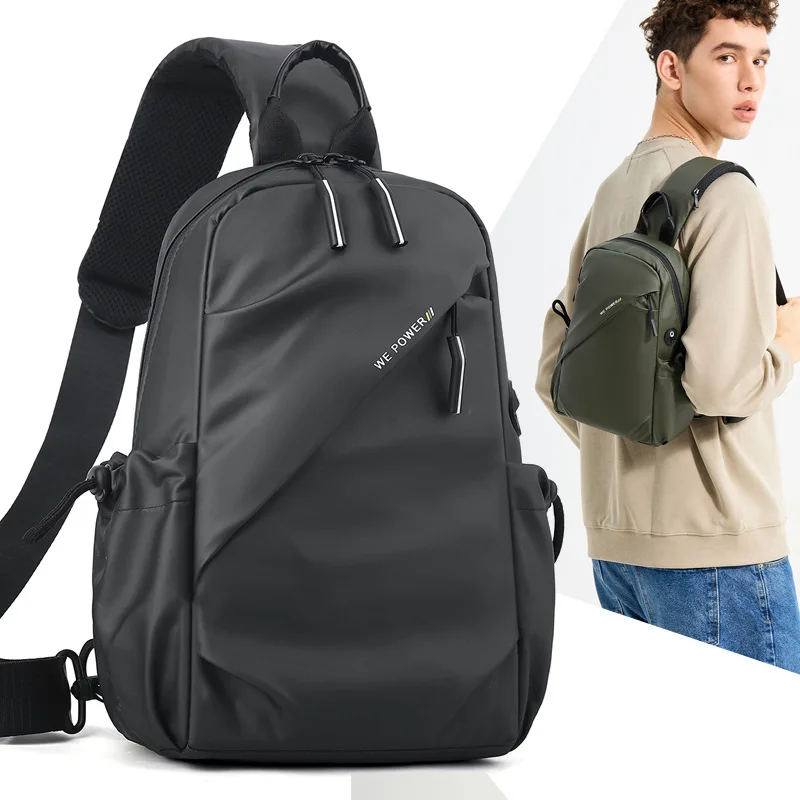 Waterproof Crossbody Bag Men's Single Shoulder Small Backpack Chest Bag Cycling Sports Mountain Climbing Boys Tablet Lightweight