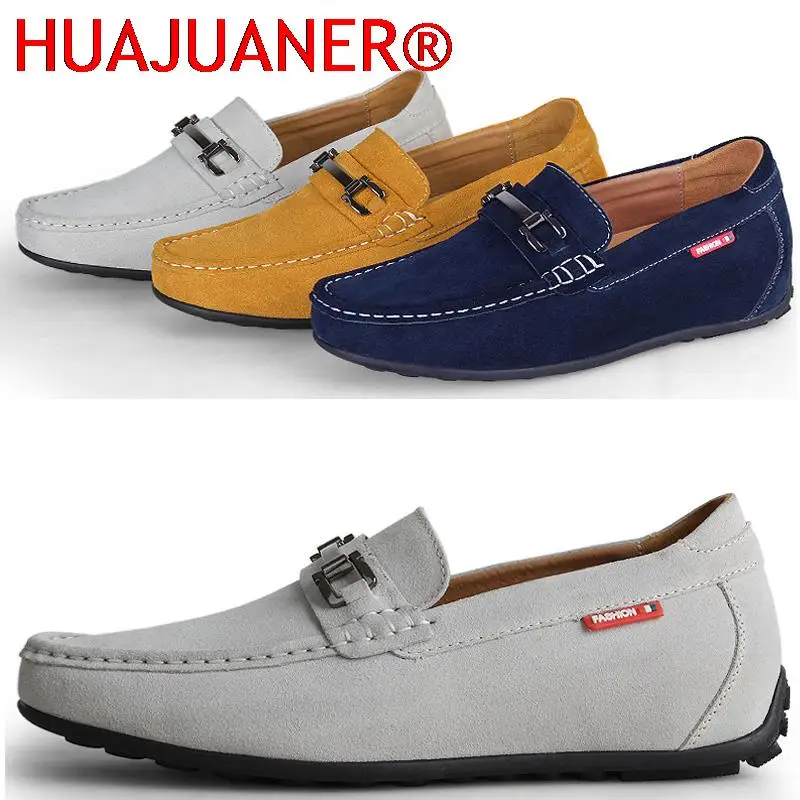 HUAJUANER Loafers Man Elevator Shoes Height Increase Shoes for Men Insole 6cm Drive Shoes Business Fashion