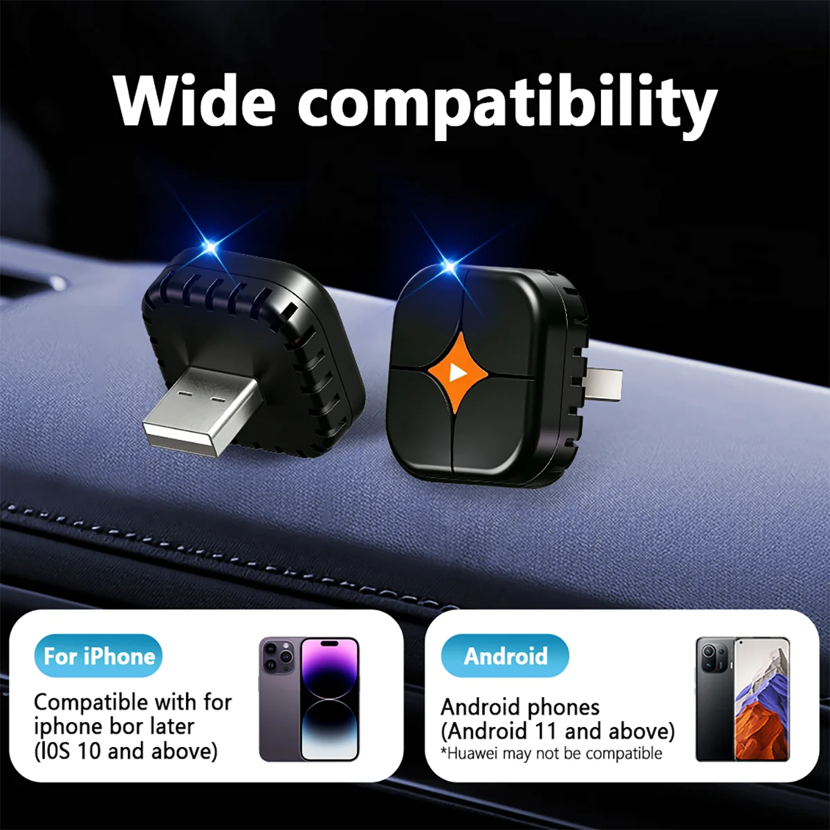 Picture 6: 4 in 1 Wireless CarPlay Adapter with Screen Mirroring – Supports iOS CarPlay & Android Auto & AirPlay & MirrorLink