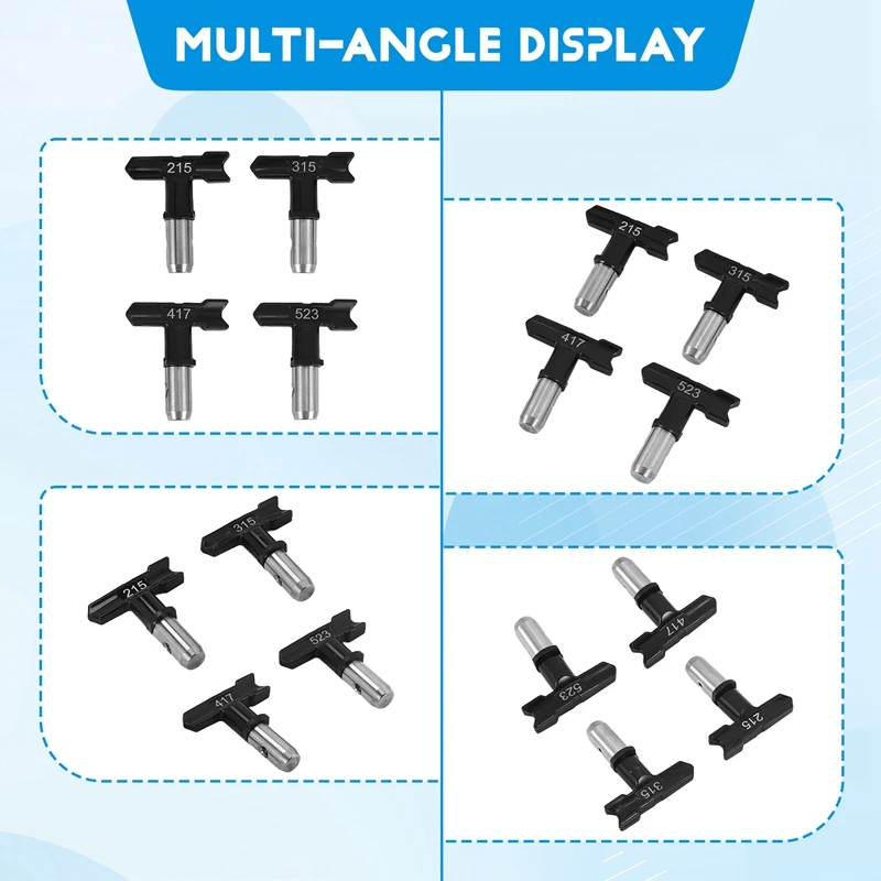 ABUL-4Pcs Reversible Airless Paint Sprayer Nozzle Tips, Airless Sprayer Spraying Machine Parts(215,315,417,523)