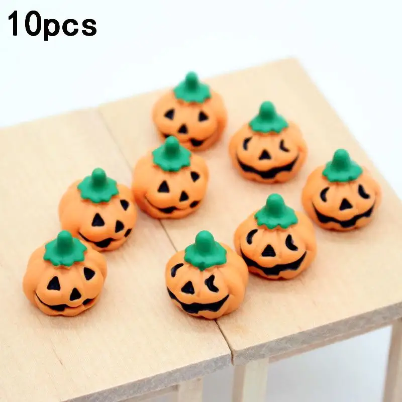 10 قطع من زينة اليقطين المصغرة للهالوين للحرف اليدوية المصنوعة من الراتنج والمناظر الطبيعية الصغيرة