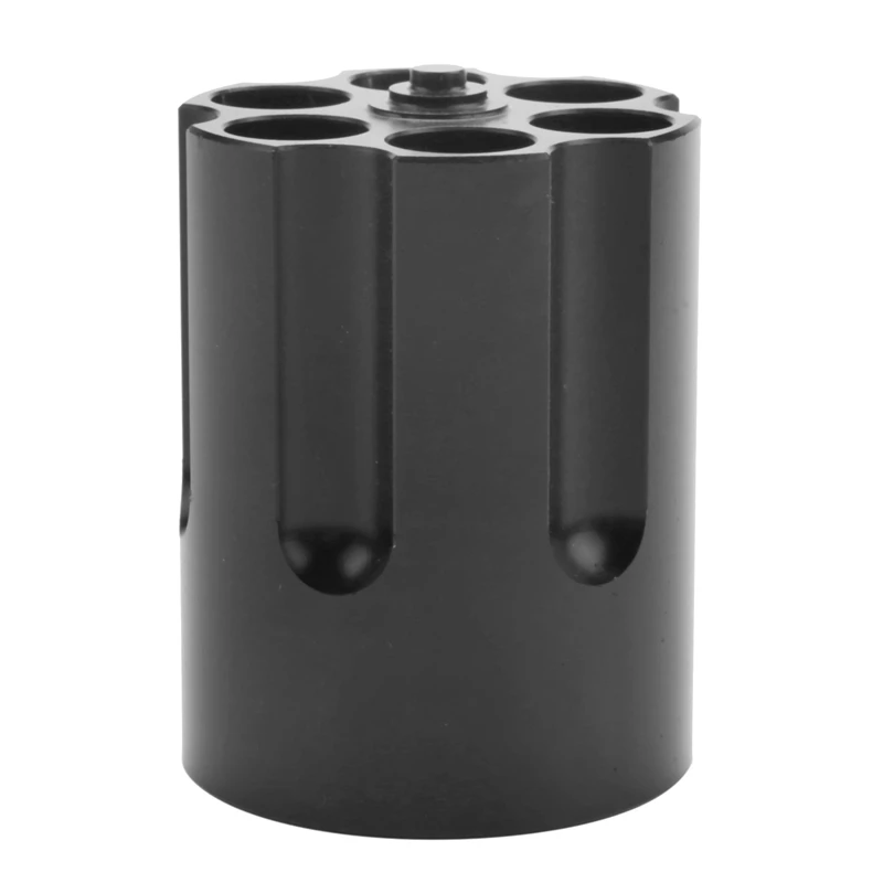 Revolver Pen Holder With 6 Slot Cylinder Design Heavy Duty Non-Slip Aluminum Alloy Office Creative Ornament