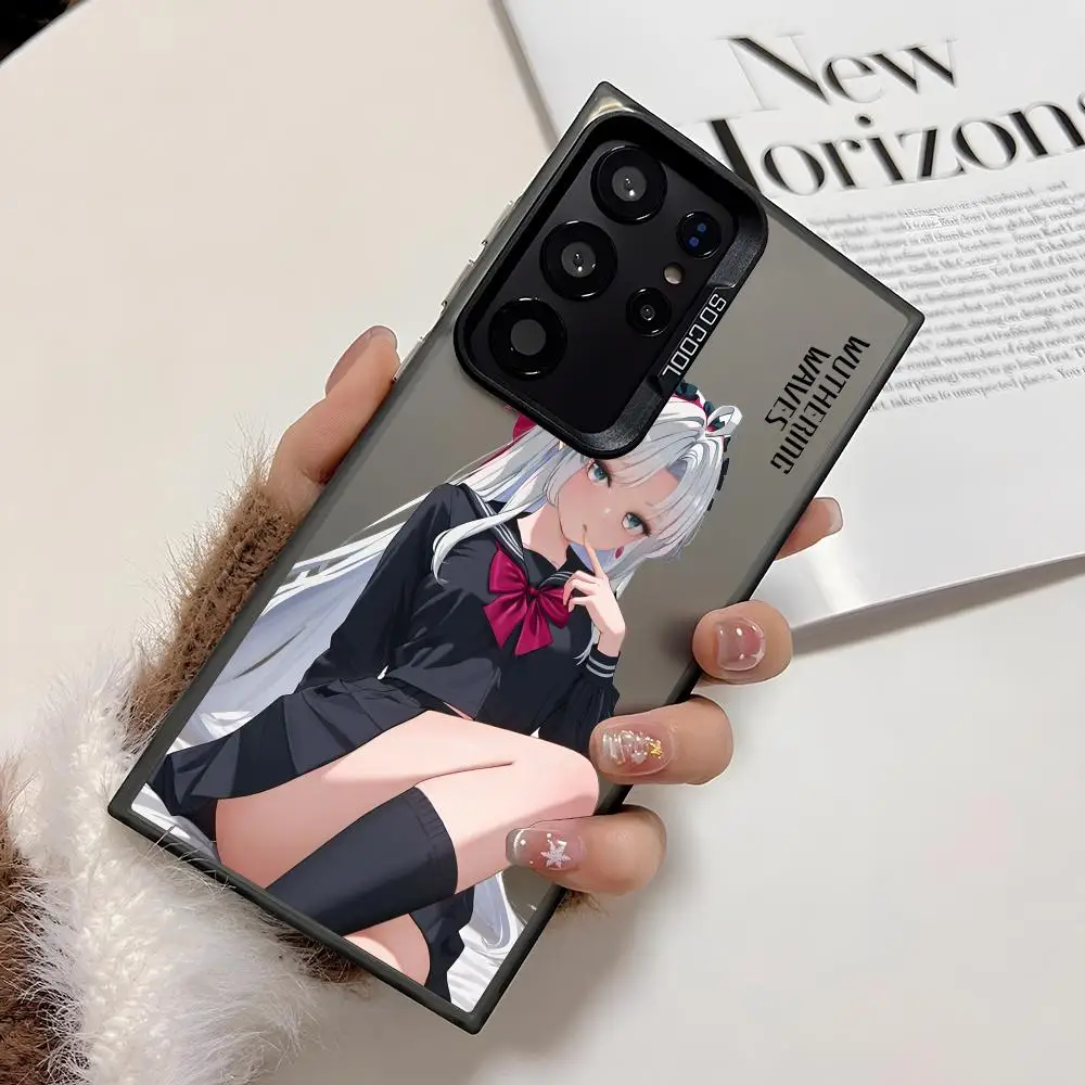 Casing HP Carlotta Cute Wuthering Waves untuk Samsung Galaxy S25 Edge S24 S23 S22 S21 S20 Ultra Funda Silikon Perak