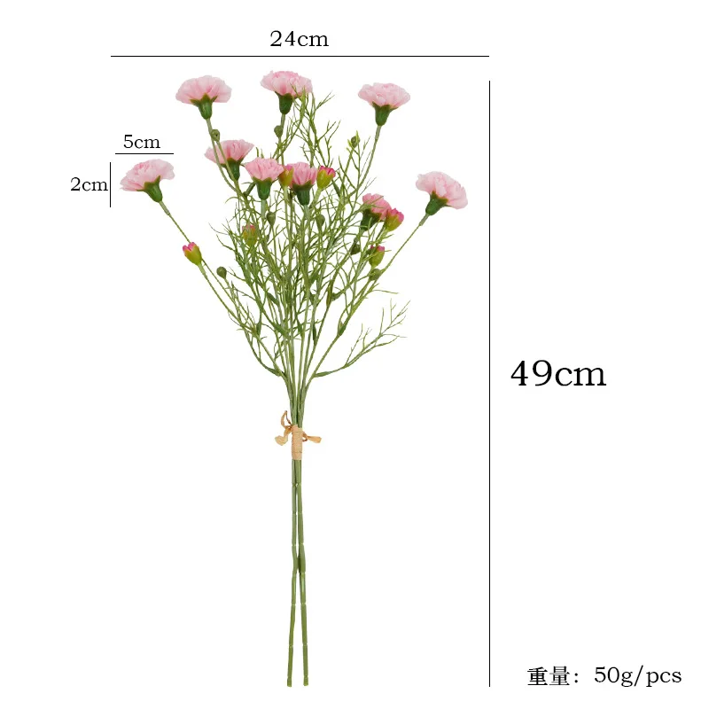12 Stück Künstliche Nelken Seidenblumen Muttertagsgeschenk Blumenstrauß Heimdekoration Ornamente Party Hochzeit Tisch Blumenarrangement – Detail 3