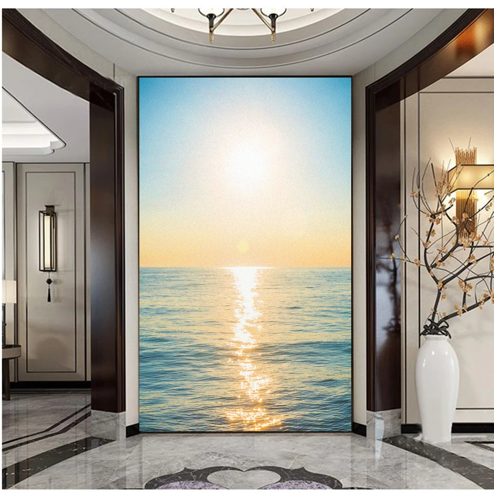 Forest Sea Decorative Privacy Window Film Heat Control UV Blocking Window Stickers Static Cling Frosted Windows Film